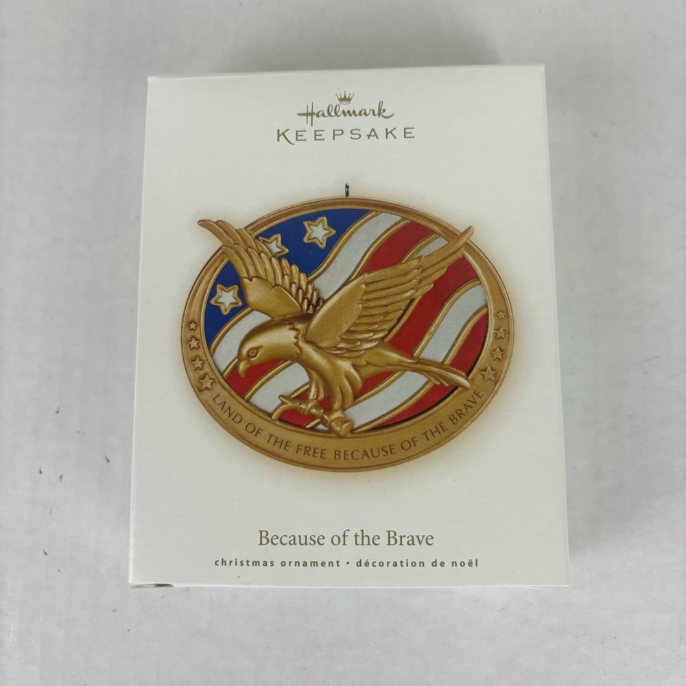 Hallmark Keepsake Ornament-Because of the Brave-original box-American flag/Eagle - Picture 4 of 9
